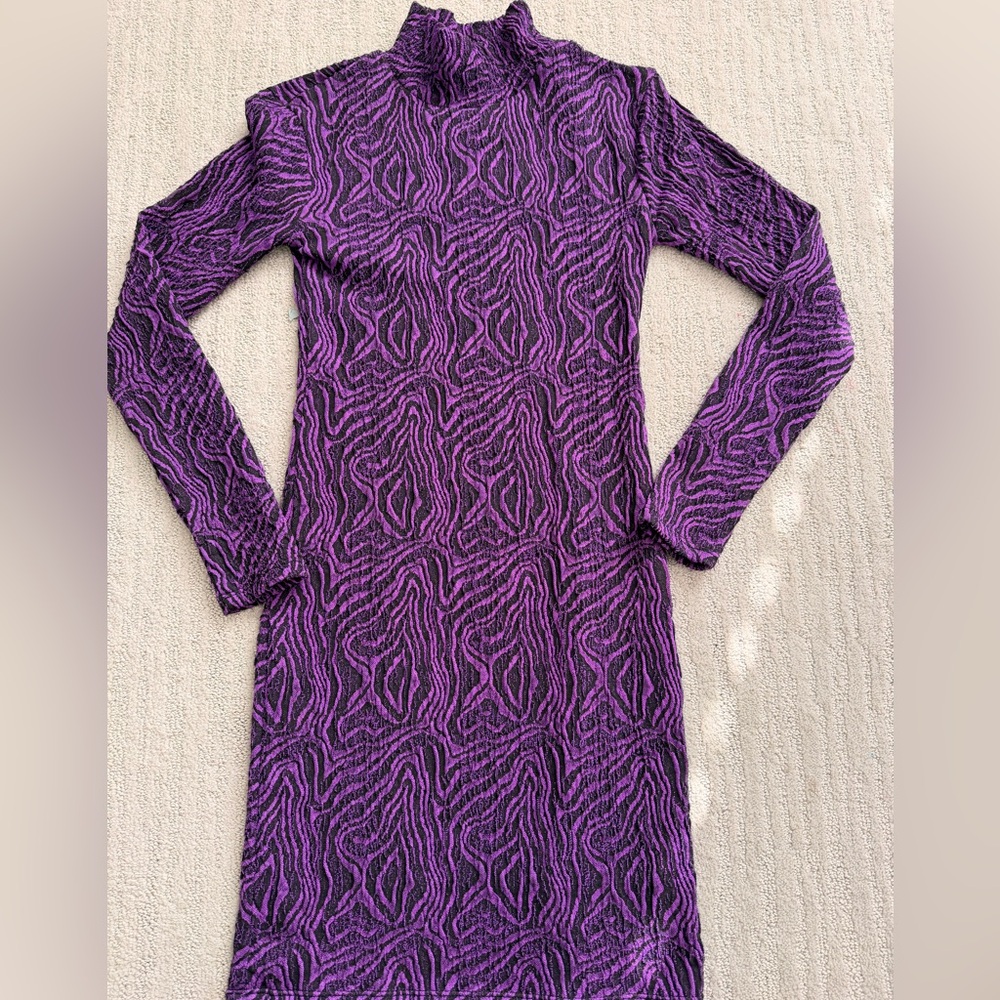 Zara Purple and Black Long Sleeve Dress